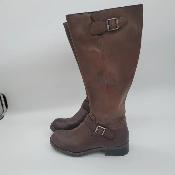 Sarah Jayne Canyon Brown Leather Round Toe Side Zip Knee High Boots Women’s 7.5M - Picture 5 of 11